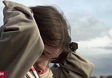 Skinny Babe In Threesome With Driver And Servant