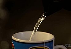 Girl rides old husband after tea