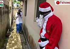 long dick santa captured playing with cock, offering wet pussy gift!