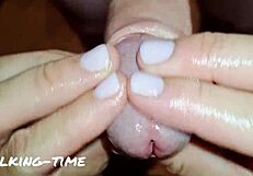 dirty talking mistress milks cock with tickling handjob