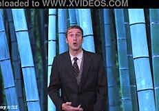 Naked weather girl strips outdoors