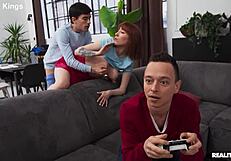 Bold Gamer Grind Reality Kings With Intense Athletic Redhead Bent Over Doggystyle Action