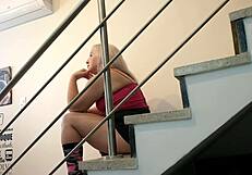 Having sex on the stairs with my naughty stepsister