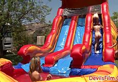 i'm so wet and excited, lesbians strapon fucking in outdoors orgy feels amazing.