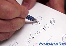 teen babe enjoys riding grandpas cock... oops, i mean grandfathers