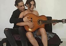 stepbrother teaches hot stepsister guitar then fucks