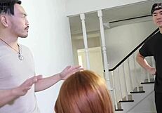 two asian guys masseur give hot ginger double happy ending massage and double holes penetration - bananafever & otouch