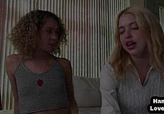 tiny babes having fun with pov in erotic threesome. they play intimately together.