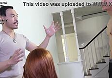 two asian guys masseur give hot ginger double happy ending massage and double holes penetration - bananafever & otouch