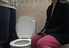 Horny Stepmother Watches Her 18 Year Old Stepson Pissing In Front Of Her With Big Cock.