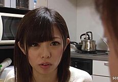 Petite teen seduces older guy for defloration creampie