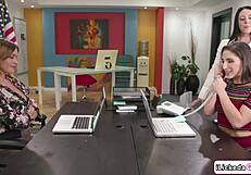 Brunette Applicants FACESIT And Anal Lesbian Boss With Dildo!