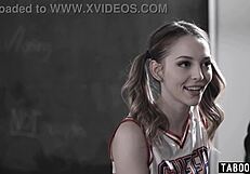 Cheerleader teen Lily Larimar receives intriguing compliments from older teacher Ryan Driller
