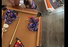 cheerleader fucks hard at pool hall