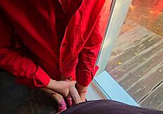 step sister helps step brother cum quick in her panties while step mom waits in car