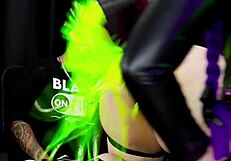 Redhead Beauty Sessions With Four On Table Moaning Loudly - Rainbow Witch On Sheer Red