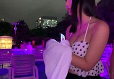I Bent Over In The Night Pool With Big Tits And Natural H Cups