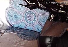 Total Black With Fishnets Pantyhose And Boots Over The Knee