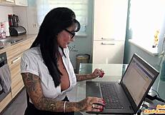 german secretary milf with big tits seduces boss at office without condom