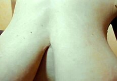 Hot brunette in bra plays tits, then walks naked