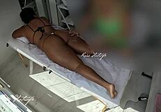 Brazilian Brunette Teases Masseur with Slutty Bikini, Revealing Pussy During Massage