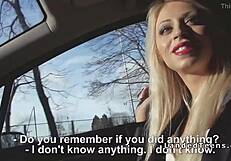 hey, check out this blonde with red lips sucking cock in the car, she's a hot teen hitchhiker getting hardcore in public.