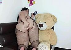 I enter my stepsister's room and watch her in sexy lingerie taking hot photos - part 1!