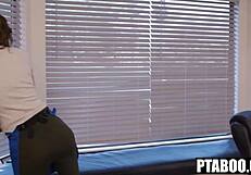 Horny office bitch caught fucking senior! Takes two dicks from Kenna James, Nathan Bronson, Dante Colle!