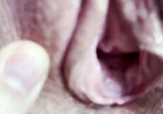 Stepsister allows cum on her creamy pussy in close-up, feeling sensual