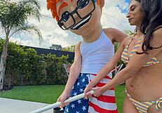 Pool cleaning turns into deep pleasing for sona?