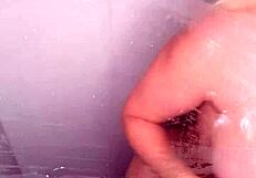 Blondie showers with dildo, masturbates in doggy, rides cowgirl, gives blowjob