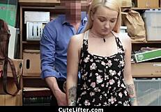 Blonde Teen 18+ Caught Stealing And Fucked In The Backroom