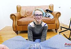 Petite Raven finger fucks and sucks.