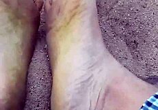feet in the sand, sensory barefeet footfetish modeling nature
