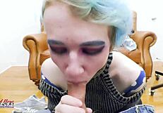 Petite Raven finger fucks and sucks.