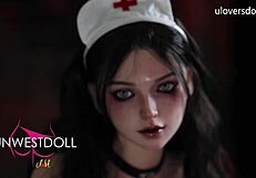 halloween costume featuring dark devilish nurse doll from uloversdoll