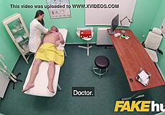 FAKE HOSPITAL MASSEUSE WITH HOT WET PUSSY AND SQUIRTING ORGASMS CURES BACKACHE FOR AMATEUR PATIENT