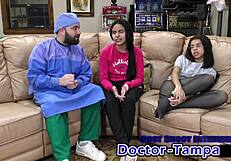 hey, dr tampa helps constipated alix avery with her first enema backstage.