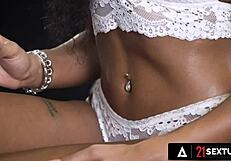 i love how hot ebony romy indy gets her feet fucked during passionate sex