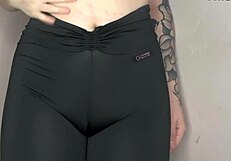 Asmr Cameltoe in Tight Black Leggings