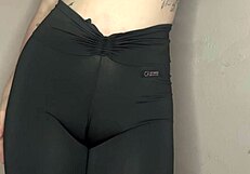 Asmr Cameltoe in Tight Black Leggings