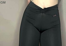 Asmr Cameltoe in Tight Black Leggings