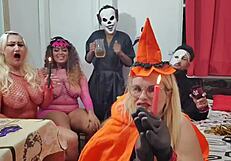 Welcome to hell's Halloween orgy, gangbang with big asses!