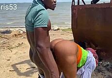 Hot fuck on the beach with big cock