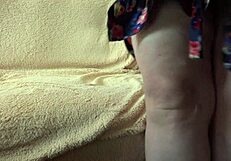 home camera under the table captures my plump wife in private moments