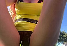 artemisia love outdoor showing perfect body while smoking a cigarette and enjoying the outdoor