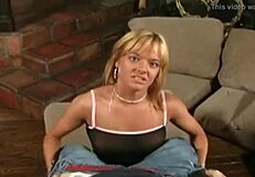 pretty blonde model with big tits caught giving handjob