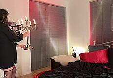 Candlelit masturbation turns into wet orgasm for curvy bbw