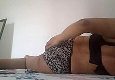 Student in bed teases teacher with wet tight pussy and big tits while masturbating