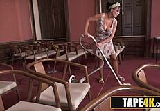 Big Tits GILF Cleaner Comforts Groom with Hardcore Sex